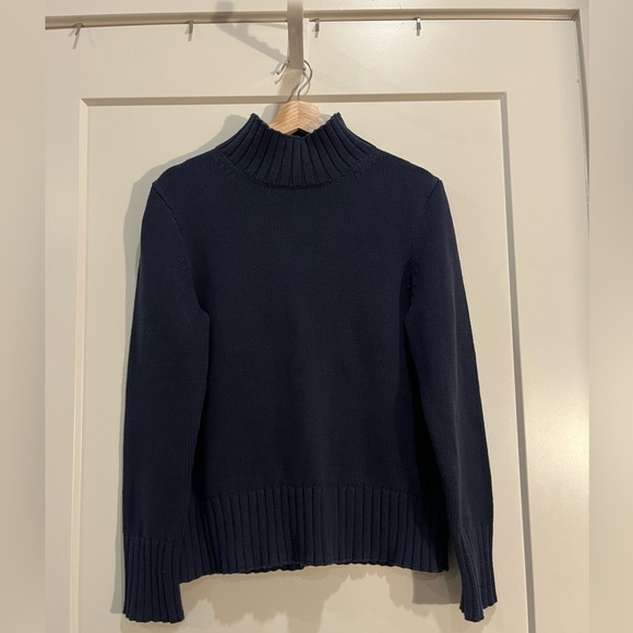 J. Crew Sweaters - NWT J Crew Sweater Women Roll Neck Pullover Fisherman Chunky 100% Cotton Navy S